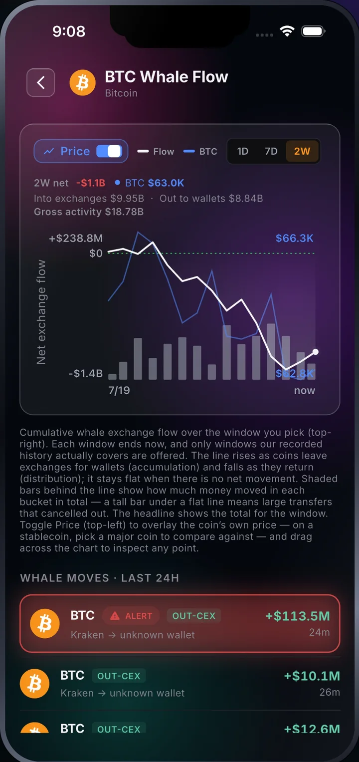 Whale flow charted against price in Noesis