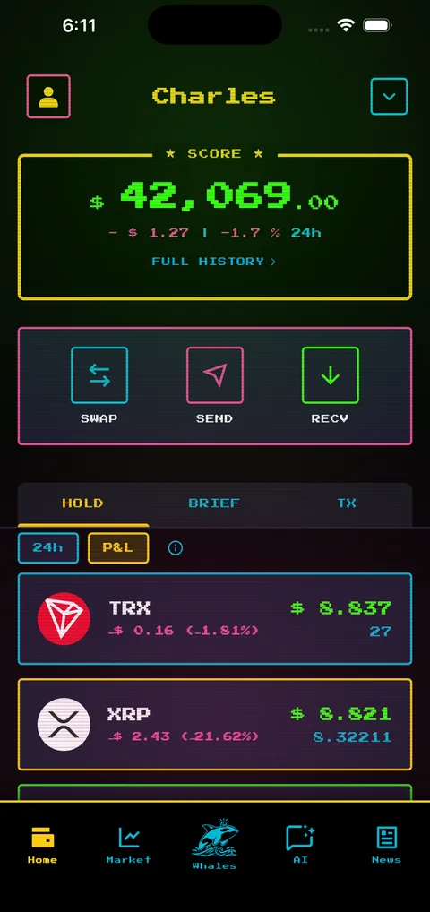 The Noesis wallet in arcade mode